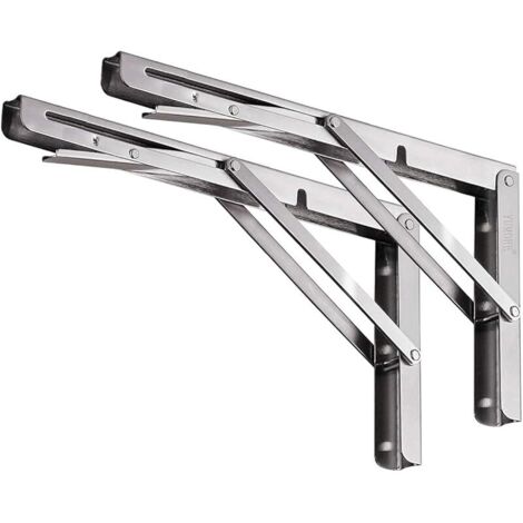 Supports d’Étagère Pliables 350mm,Équerre Pliante en Acier Inoxydable Console Murale Supports de Table Flottants Equerre Pliable pour établi, Charge Maximale 150kg, lot de 2
