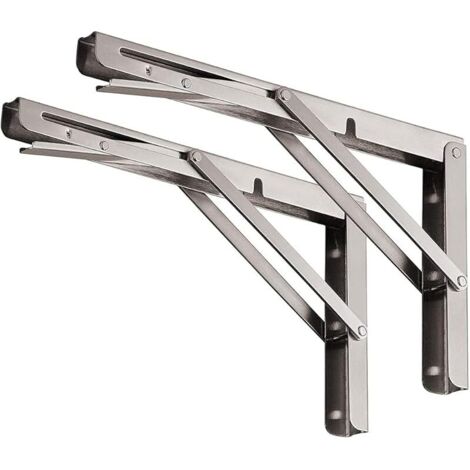 Supports d’Étagère Pliables 500mm,Équerre Pliante en Acier Inoxydable Console Murale Supports de Table Flottants Equerre Pliable pour établi, Charge Max 150kg, lot de 2