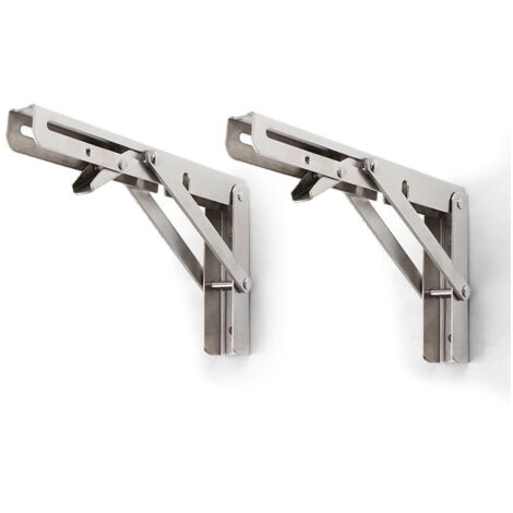 Supports d'étagère pliables à monter soi-même, vendus par paires, 30,5 cm de long x 16,5 cm de haut, acier inoxydable 304 - AquaForge