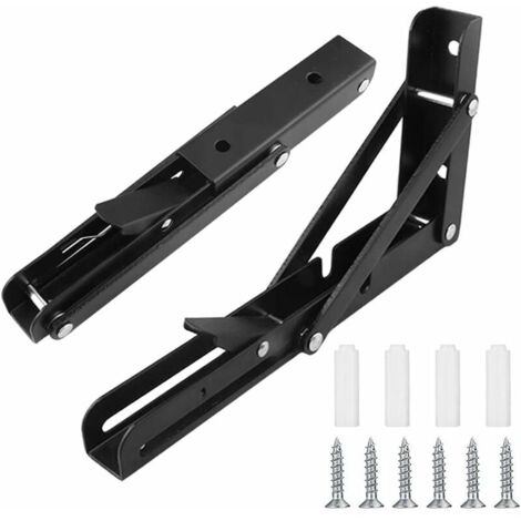 Supports d'étagère pliables en acier inoxydable 20 cm, lot de 2 - Robustes et rétractables, parfaits pour le garage, la cuisine ou la chambre. - AquaForge