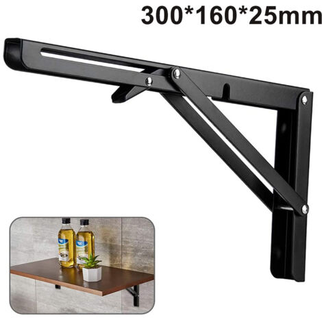 Supports d'étagère pliables en acier inoxydable, robustes, pour fixation murale (à faire soi-même), gain de place - AquaForge