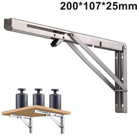 Supports d'étagère pliables et robustes en acier inoxydable pour montage mural, idéaux pour les établis ou les projets « f-AquaForge ».