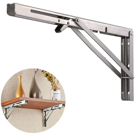 Supports d'étagère pliants en acier inoxydable robustes pour bricolage, support d'étagère mural, gain de place pour établi de table, paquet de 2