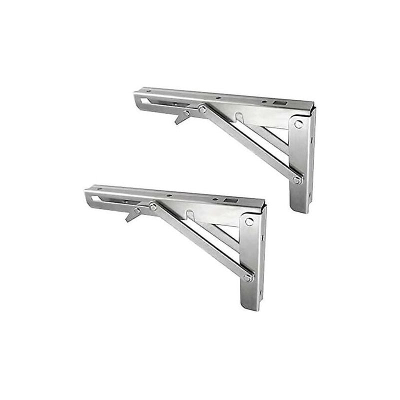 SNQ - Supports d'étagère pliants robustes en acier inoxydable - Ensemble de 2 Support mural pliable à angle droit de 90 degrés Charge 100kg