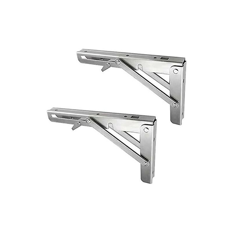Crea - Supports d'étagère pliants robustes en acier inoxydable - Ensemble de 2 Support mural pliable à angle droit de 90 degrés Charge 100kg