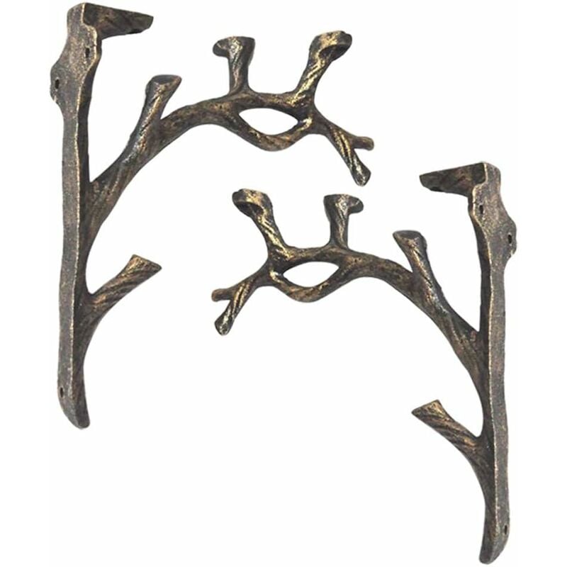 Memkey - Supports d'étagère Vintage (2 pièces), Fonte, Forme de Branche Équerre Étagère, Faire l'ancien Artisanat, Support de Triangle décoratif