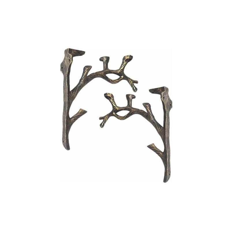 SNQ - Supports d'étagère Vintage (2 pièces), Fonte, Forme de Branche Équerre Étagère, Faire l'ancien Artisanat, Support de Triangle décoratif