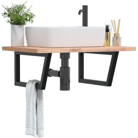 Supports d'étagères pour lavabo 2 pcs-Meuble de salle de bain noir trapèze acier 830868