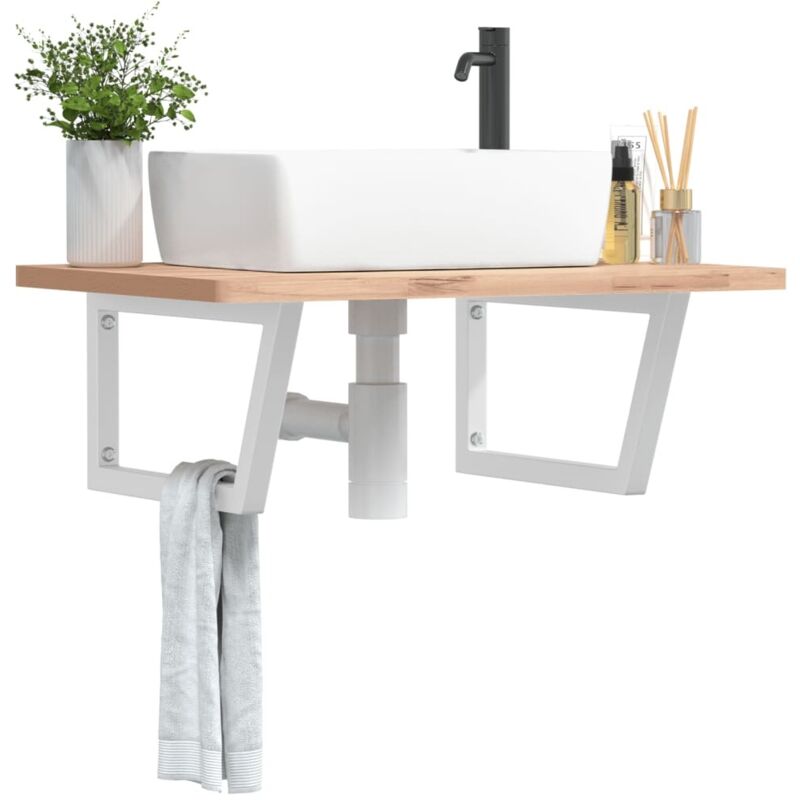 Vidaxl - Supports d'étagères pour lavabo 2 pcs blanc trapèze acier