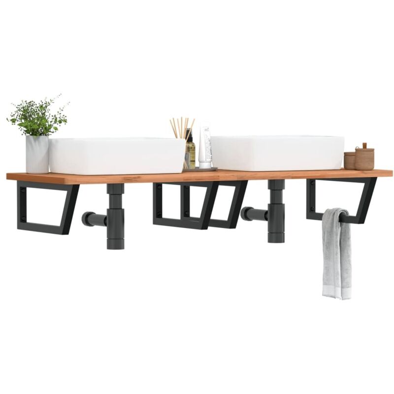 Supports d'étagères pour lavabo 2 pcs noir trapèze acier