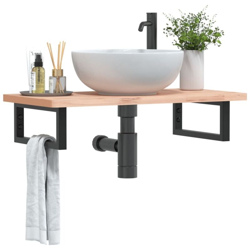 Vidaxl - Supports d'étagères pour lavabo 2 pcs noir rectangulaire acier