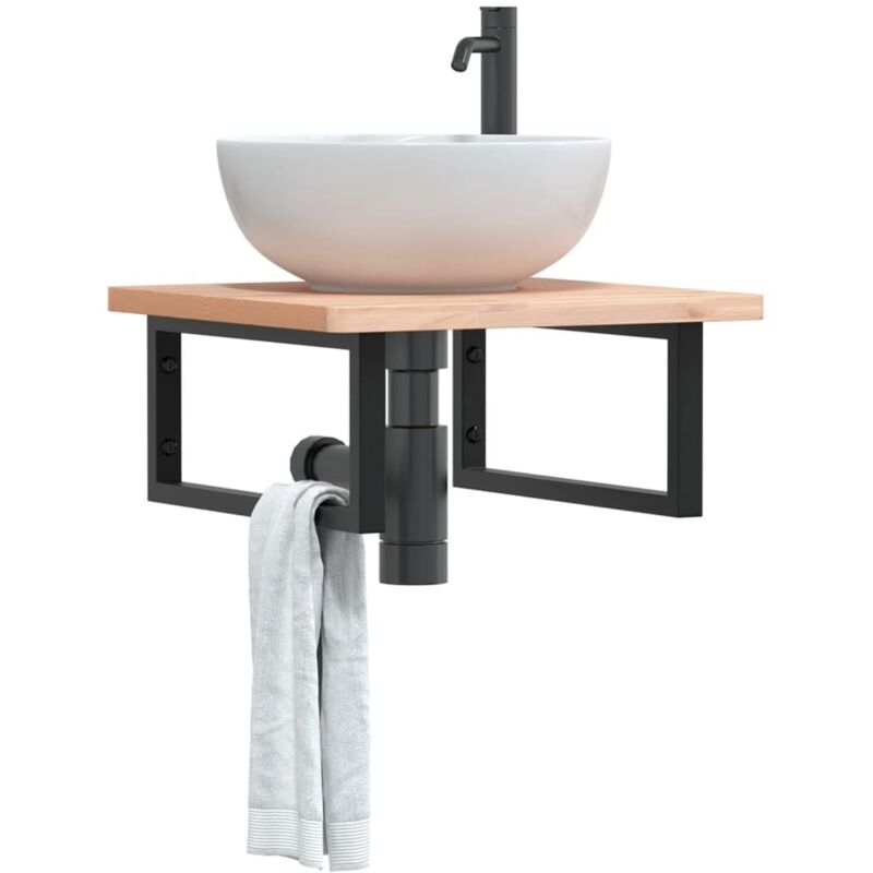 Vidaxl - Supports d'étagères pour lavabo 2 pcs noir rectangulaire acier