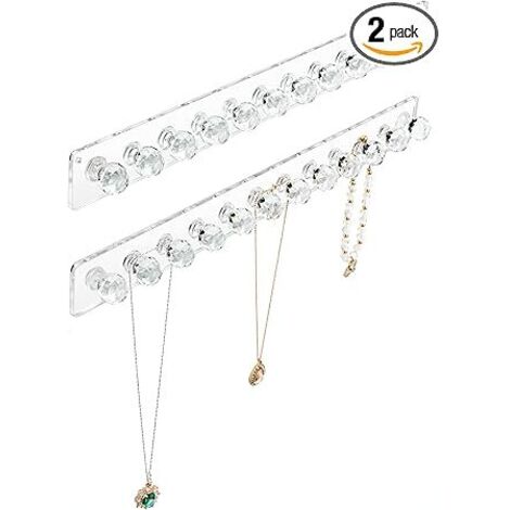 Supports muraux bijoux acrylique transparent, présentoir colliers rangement