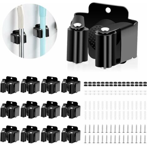 supports muraux pour balais - Pour suspendre les outils de jardin et les balais - Support mural pour outils de jardin - Matériel de montage pour cuisine, maison, salle de bain, garage（noir 12pcs）