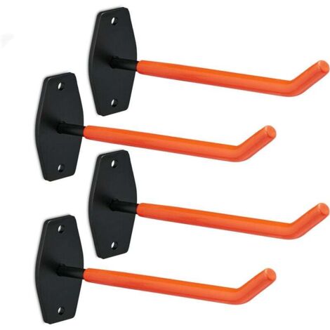 Supports muraux pour roues, lot de 4, crochets muraux pour pneus et jantes, charge maximale 40 kg, acier, orange et noir