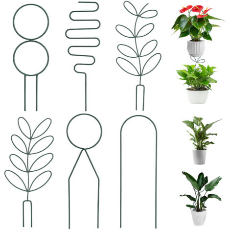 Supports Plantes Grisées métal - Kit 6 Supports Décoratifs Jardinière Intérieur - Hauteur Moyenne Multiforme en Métal Vert