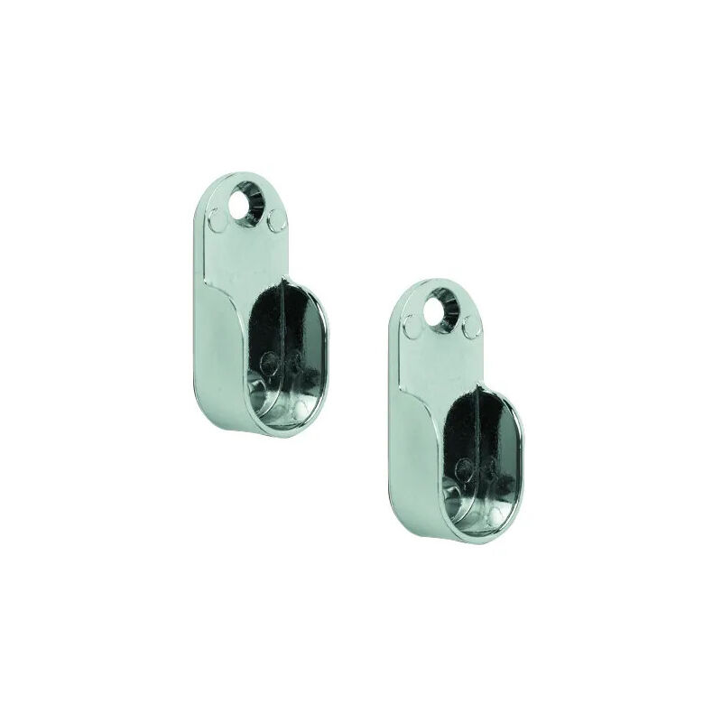 

Soporte final para tubo de armario ovalado, 30x15mm, cromado, 2 piezas