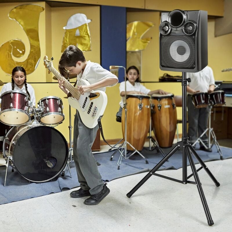 Maisonchic - Supports pour Enceintes sono dj Pliable Hauteur Réglable sur 5 Niveaux Structure en Métal Insert Compatible 35 mm Noir CW8033 design in