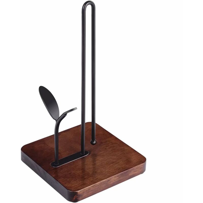 Supports pour Papier Essuie-Tout Comptoir Déchirure Facile Porte Papier Toilette sur Pied Bois Rustique Noir et Marron Foncé Porte-Rouleau de Papier
