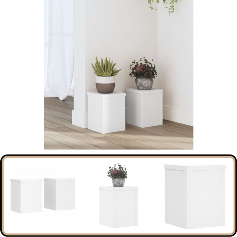 Supports pour plantes 2 pcs blanc 15x15x20 cm bois d'ingénierie - Support Plante - Support Fleur - Support Pot - Décoration Intérieure - Design