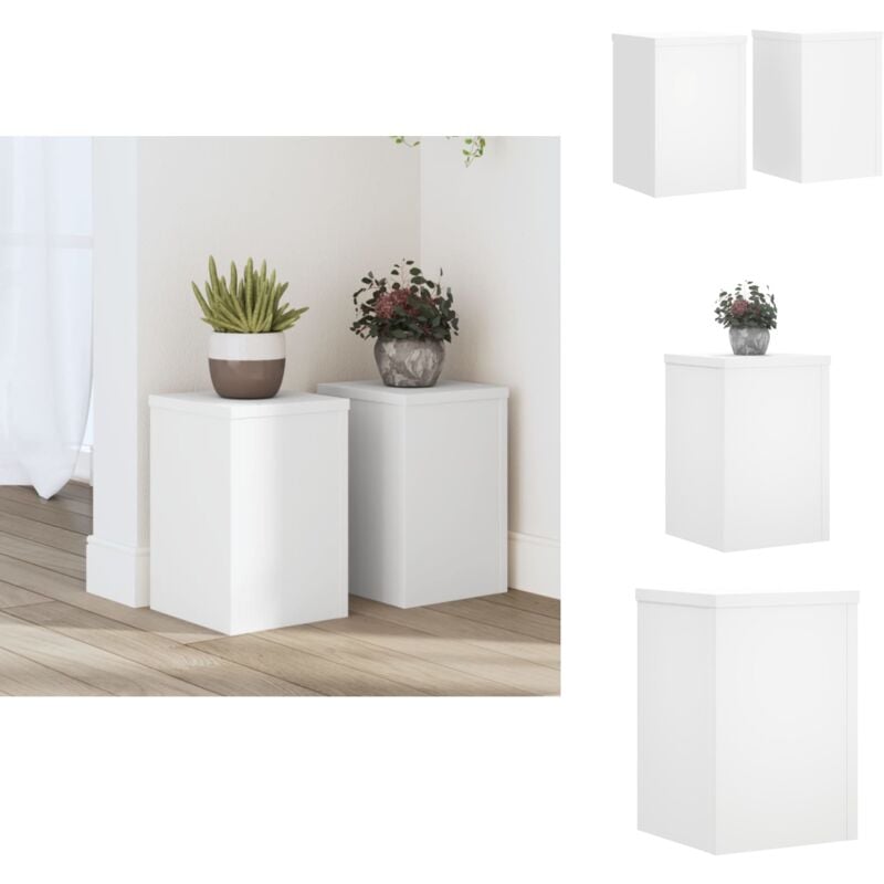 Supports pour plantes 2 pcs blanc 20x20x30 cm bois d'ingénierie - Support Plante - Support Fleur - Jardinerie - Décoration Intérieure - Design