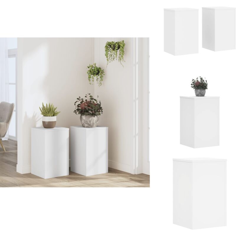 Supports pour plantes 2 pcs blanc 30x30x50 cm bois d'ingénierie - Support Plante - Support Fleur - Support Pot - Décoration Intérieure - Design