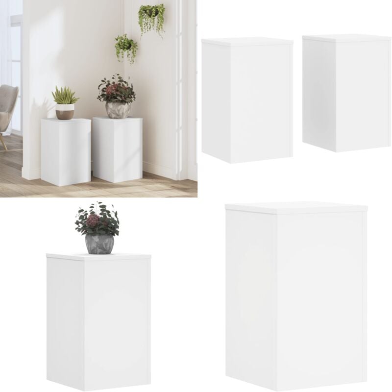 Supports pour plantes 2 pcs blanc 30x30x50 cm bois d'ingénierie - Support Plante - Support Fleur - Support Pot - Décoration Intérieure - Design
