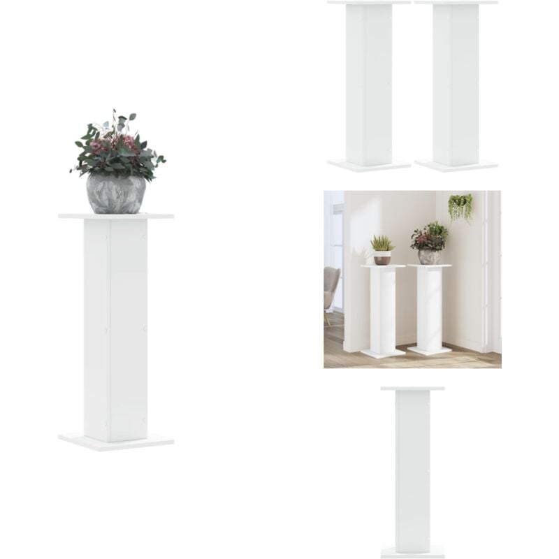 Supports pour plantes 2 pcs blanc 30x30x80 cm bois d'ingénierie - Support De Plantes - Supports De Plantes - Support De Fleurs - Support De Pot De