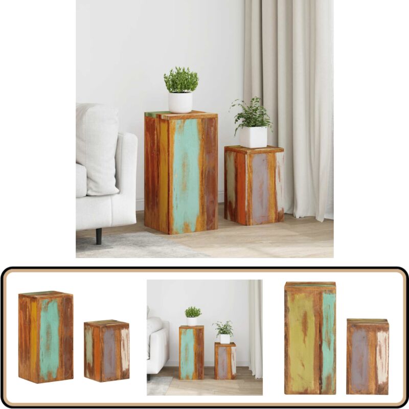 Supports pour plantes 2 pcs bois de récupération massif - Support Plante - Jardiniere - Table Basse - Meuble Design - Bois Recyclé