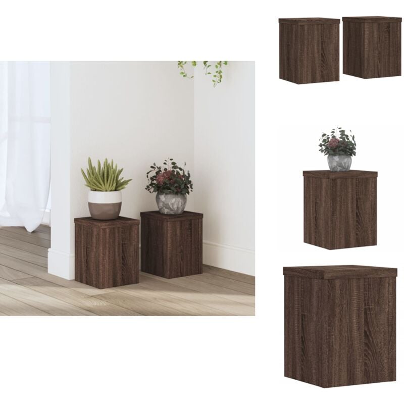 Supports pour plantes 2 pcs chêne marron bois d'ingénierie - Support De Plantes - Supports De Plantes - Support De Fleurs - Support De Pot De Fleurs