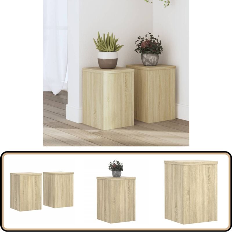 Supports pour plantes 2 pcs chêne sonoma bois d'ingénierie - Support Plante - Support Fleur - Décoration Intérieure - Meuble Jardin - Rangement