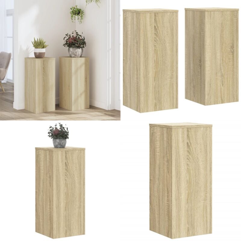 Supports pour plantes 2 pcs chêne sonoma bois d'ingénierie - Support Plante - Support Fleur - Support Pot - Décoration Intérieure - Meuble Design