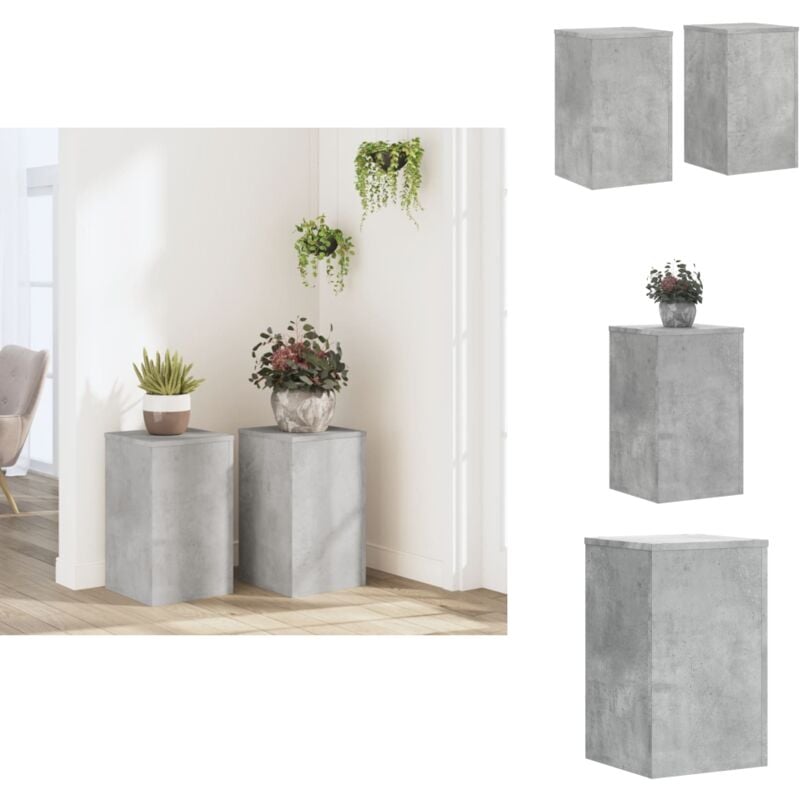 Supports pour plantes 2 pcs gris béton bois d'ingénierie - Support De Plantes - Supports De Plantes - Support De Fleurs - Support De Pot De Fleurs