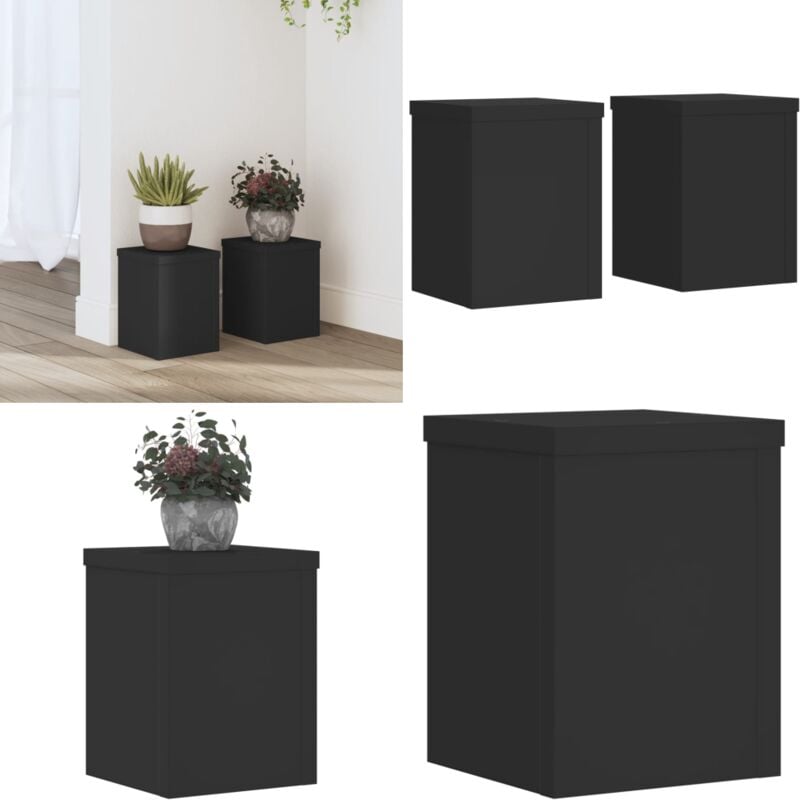 Supports pour plantes 2 pcs noir 15x15x20 cm bois d'ingénierie - Support Plante - Support Fleur - Jardinerie - Décoration Intérieure - Design