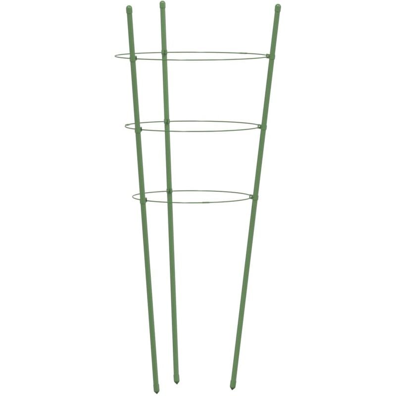 Vidaxl - Supports pour plantes de jardin 3 anneaux 5pcs Vert 75 cm Acier n/a