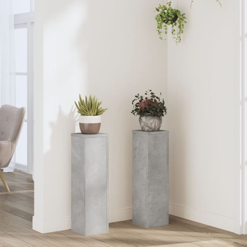 Supports pour plantes 2 pcs gris béton bois d'ingénierie - Vidaxl