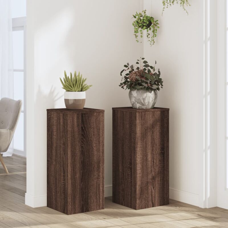Supports pour plantes 2 pcs chêne marron bois d'ingénierie - Vidaxl