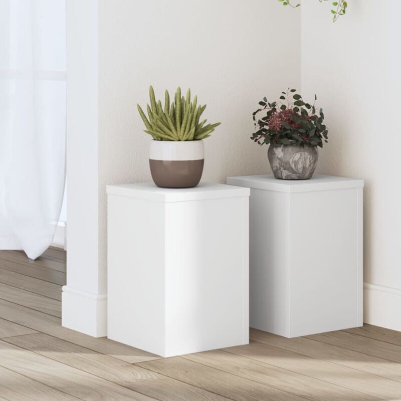 Supports pour plantes 2 pcs blanc 20x20x30 cm bois d'ingénierie - Vidaxl