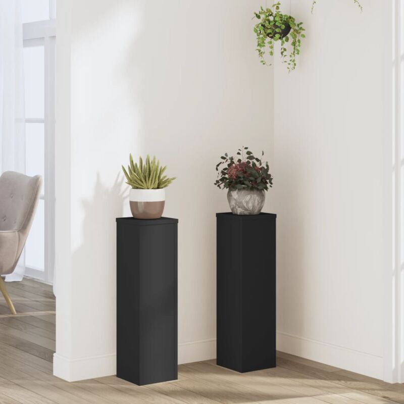Supports pour plantes 2 pcs noir 17x17x60 cm bois d'ingénierie - Vidaxl