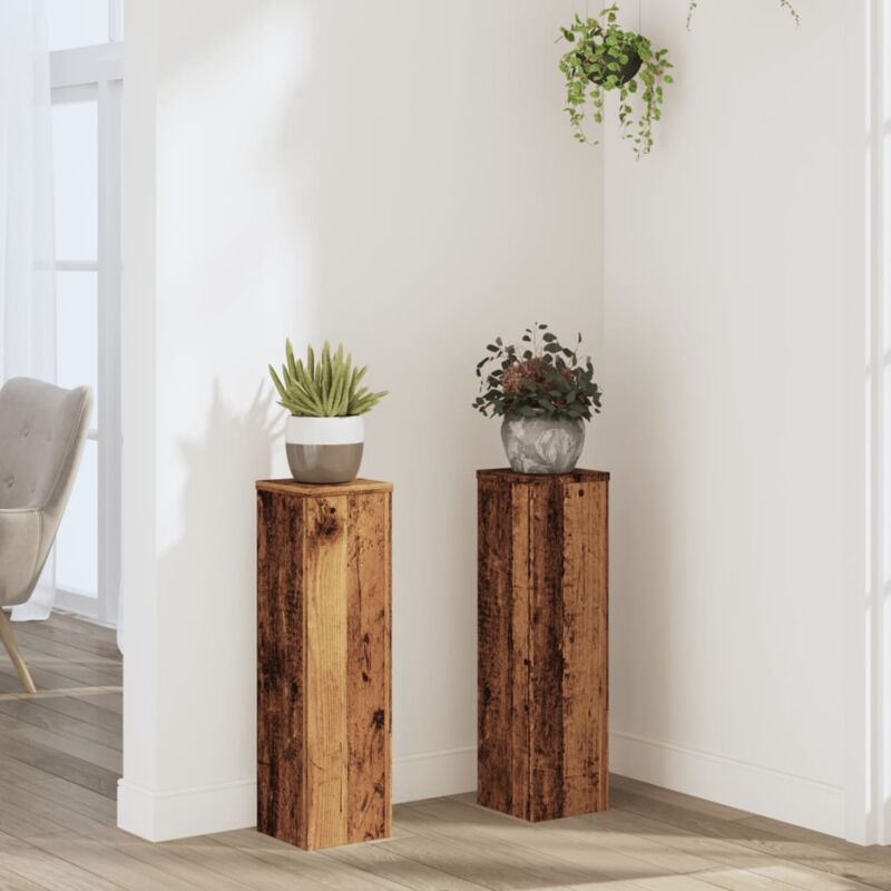 Supports pour plantes 2 pcs vieux bois bois d'ingénierie - Vidaxl