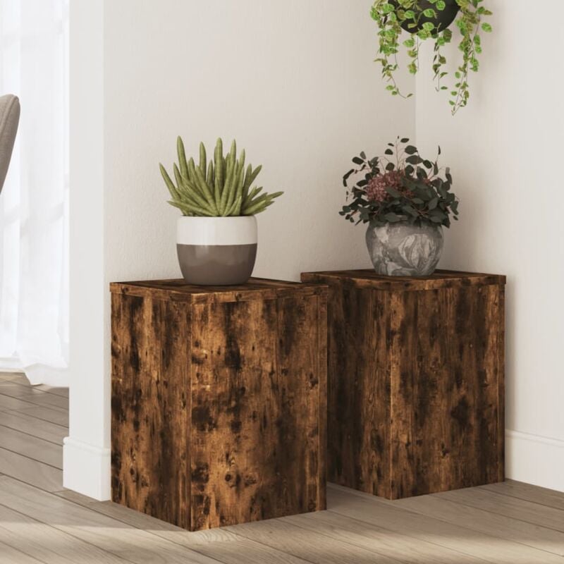 Supports pour plantes 2 pcs chêne fumé bois d'ingénierie - Vidaxl