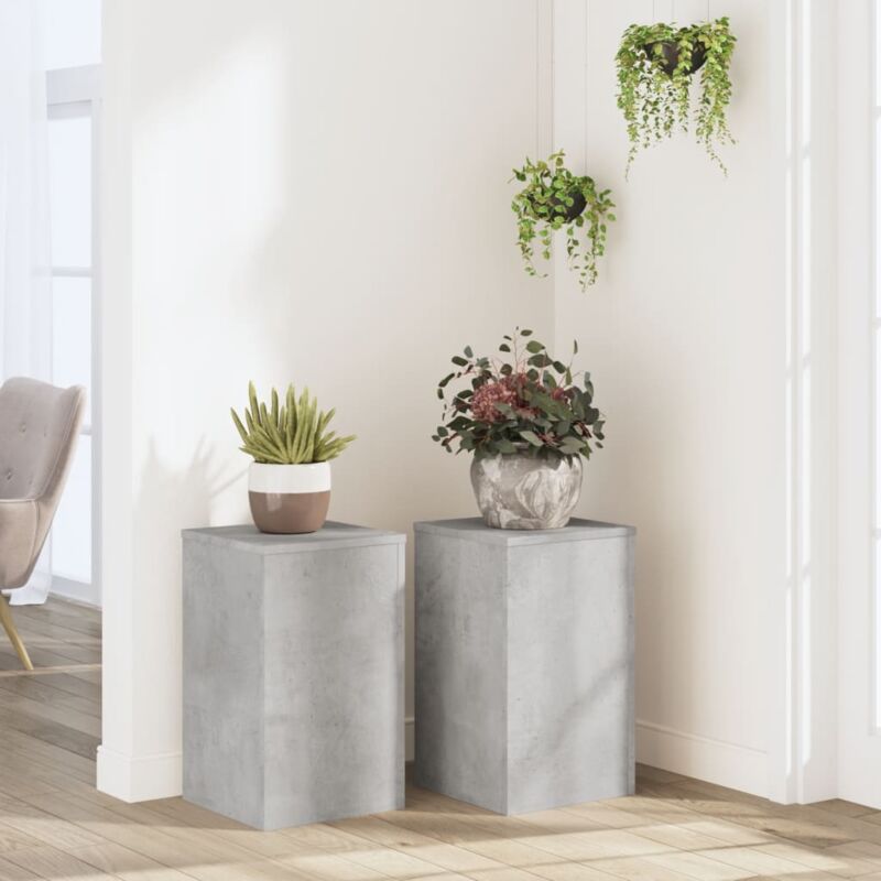 Supports pour plantes 2 pcs gris béton bois d'ingénierie - Vidaxl