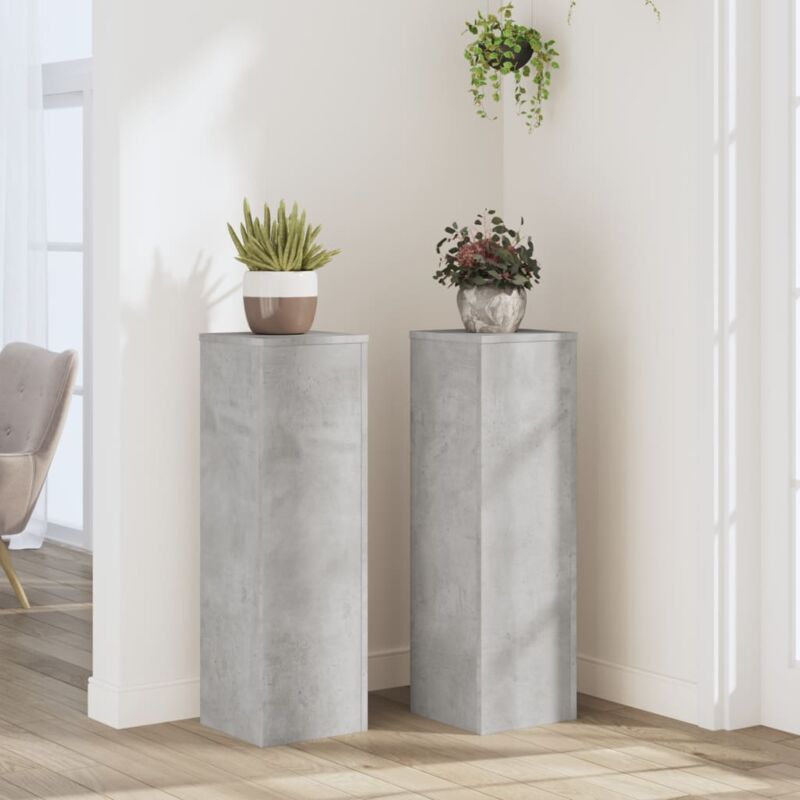 Supports pour plantes 2 pcs gris béton bois d'ingénierie - Vidaxl