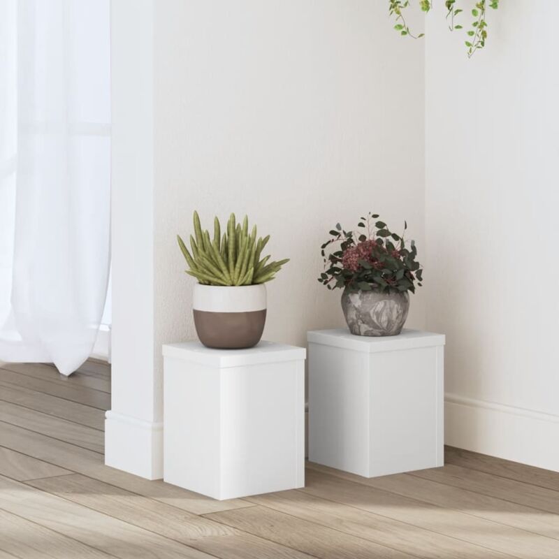 Supports pour plantes 2 pcs blanc 15x15x20 cm bois d'ingénierie - Vidaxl