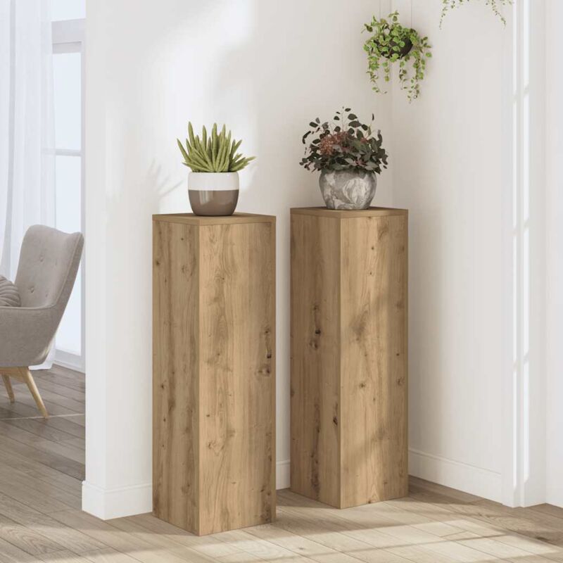 Supports pour plantes 2 pcs chêne artisanal bois d'ingénierie - Vidaxl