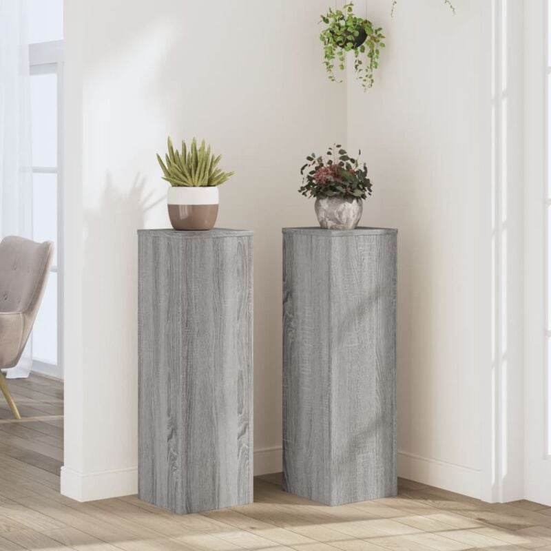 Supports pour plantes 2 pcs sonoma gris bois d'ingénierie - Vidaxl