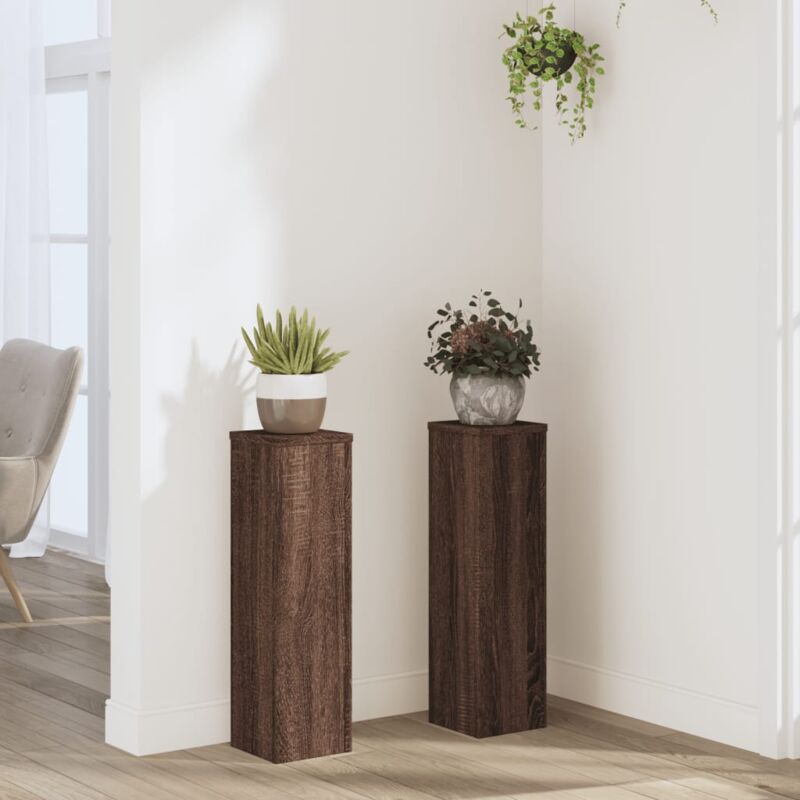 Supports pour plantes 2 pcs chêne marron bois d'ingénierie - Vidaxl