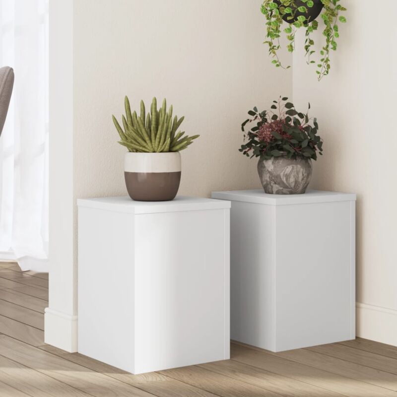 Supports pour plantes 2 pcs blanc 25x25x35 cm bois d'ingénierie - Vidaxl