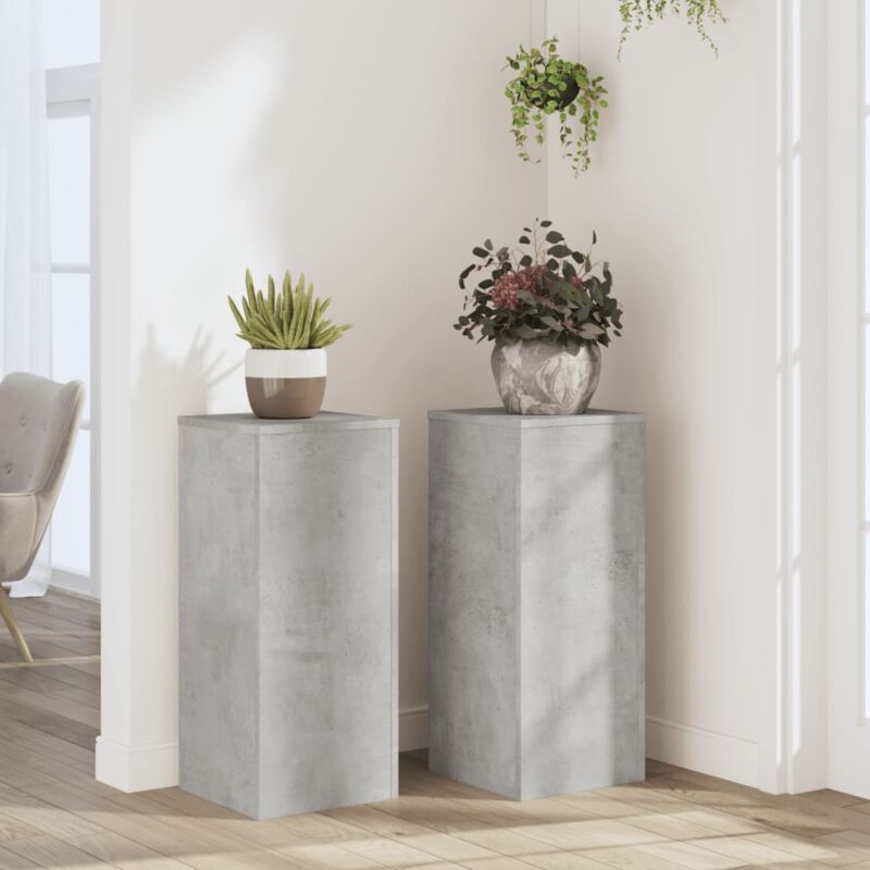 Supports pour plantes 2 pcs gris béton bois d'ingénierie - Vidaxl
