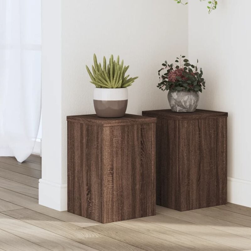 Supports pour plantes 2 pcs chêne marron bois d'ingénierie - Vidaxl
